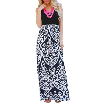 VEKDONE Womens Short Sleeve Loose Plain Maxi Dresses Casual Long Dresses